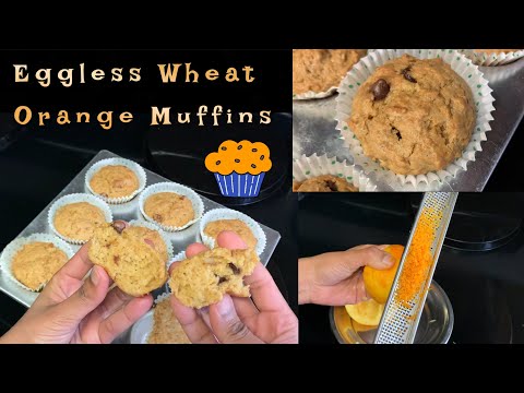 Eggless whole wheat orange muffins recipe