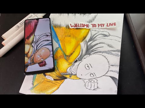 Drawing saitama  from one punch man ⚡️❤️‍🔥 part 3 #live #saitama #shorts #livestream