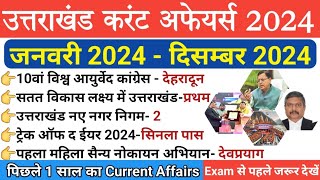 Uttarakhand Current Affairs 2024 | Uttarakhand current Affairs January 2024 To December 2024