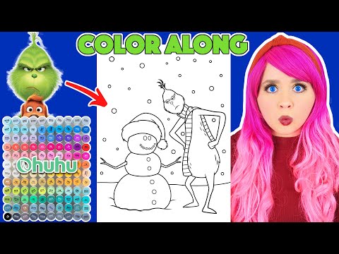 Color The Grinch & Snowman Christmas Picture With Me | COLOR ALONG WITH KIMMI