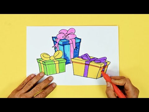 How to draw Christmas presents