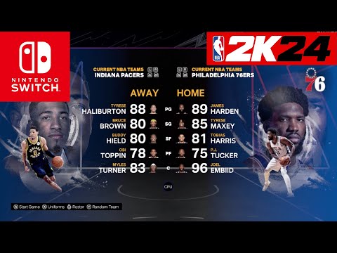 NBA 2k24 Nintendo Switch - Indiana Pacers Vs Philadelphia 76ers Full Gameplay