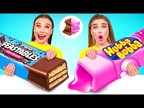 Bubble Gum vs Chocolate Food Challenge | Funny Challenges by BaRaDa