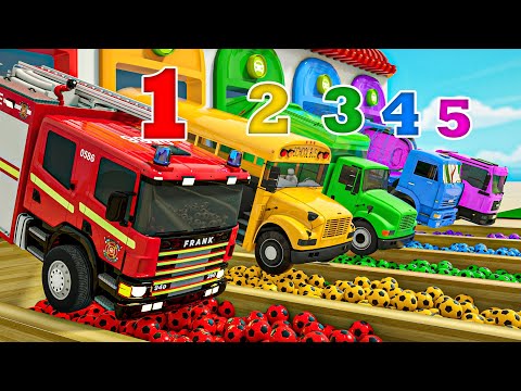 Ten in the Bed - 5 multi-colored soccer balls and multi-colored cars Baby Nursery Rhymes, Kids Songs