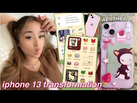 WHATS ON MY PINK IPHONE 13 | aesthetic phone transformation, my setup for productivity + unboxing!