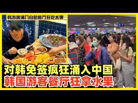 对韩国免签后涌入海量韩国人！他们占领中国各大旅游景点！自助餐厅疯狂拿水果！韩国精神分裂，一边嘴犟永远不去中国，一边身体诚实疯狂往中国跑，吃喝玩乐不亦乐乎！小西八需要在中国见见世面！