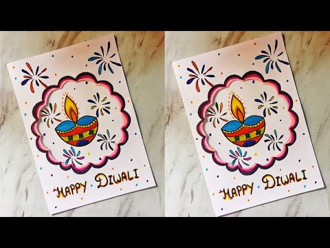 Happy Diwali greeting Card easy | Diwali card making| Handmade Happy Diwali greeting card| DIY cards