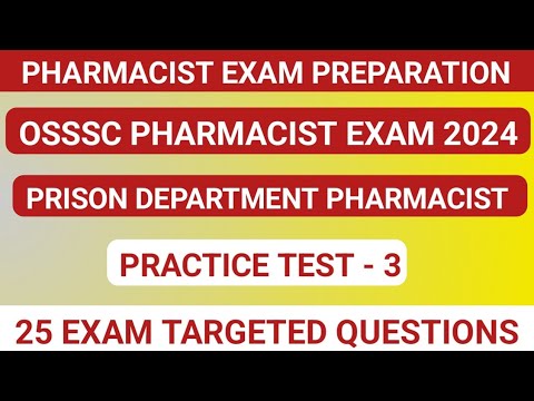 Pharmacist exam preparation | OSSSC PHARMACIST EXAM PREPARATION | PRISON DEPARTMENT PHARMACIST MCQS