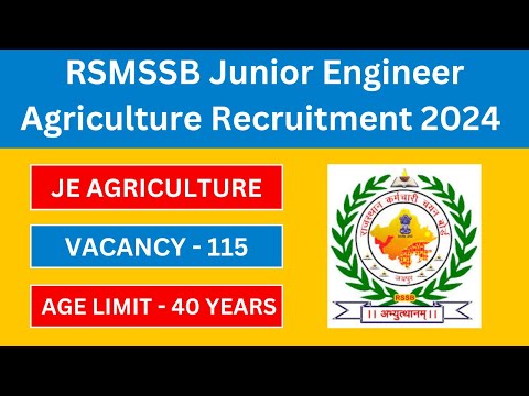 RSMSSB Junior Engineer Agriculture Notification 2024 | Latest Government Jobs 2024