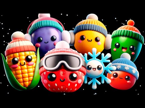 Baby Fruit Dancing in the Snow❄️ Sensory Video with Relax Music Mix🎶