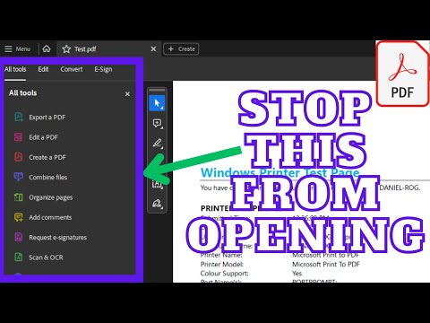 Stop Adobe from opening Tools menu