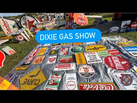 Shopping at the Dixie Gas Sign Show 2023 / Antique Signs Vintage Oil Cans / Flea Market Vlog