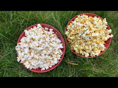 Homemade spicy popcorn and plain popcorn