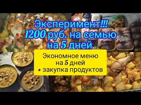 Живём на минималку ! 1200 рублей 5 дней , меню на семью . ЭКСПЕРИМЕНТ !!!