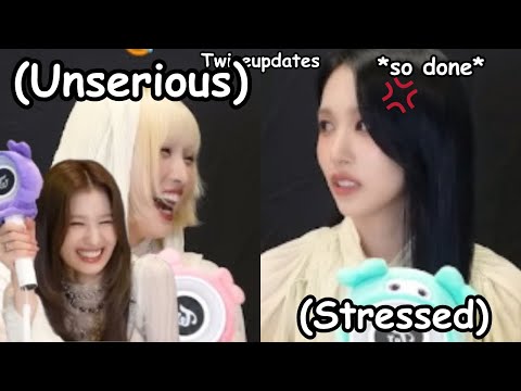 twice mina getting stressed when momo and sana did this during the misamo fan chant