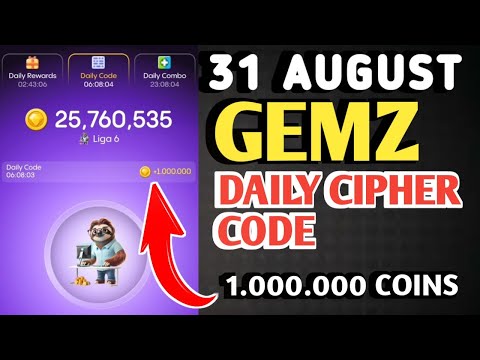 GEMZ DAILY CIPHER TODAY CODE 31 AUGUST 2024 | GEMZ DAILY CODE TODAY | GEMZ COIN DAILY CODE