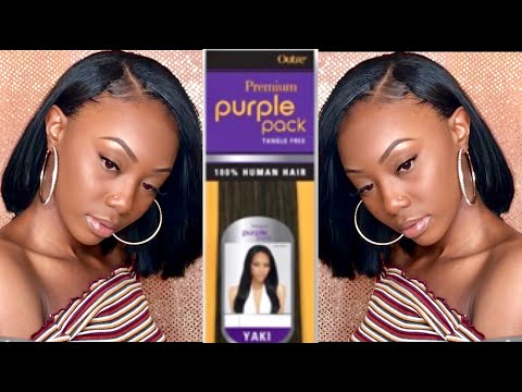 START TO FINISH SIDE PART QUICKWEAVE  BOB WITH LEAVE OUT TUTORIAL USING OUTRE PURPLE PACK HUMAN HAIR