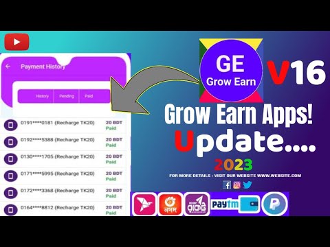 Grow Earn V16 Apps Update 2023|দৈনিক 500-1000 টাকা ইনকাম অ্যাপস|how to earn money Grow Earn apps