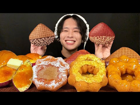 ASMR Mister Donut's new sweet potato donuts and candy donuts‼️【eating sound/mukbang】