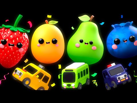 Baby Fruit Dancing with Toy Cars 🥳🥳🥳 SENSORY VIDEO 🌈🚕🚗🚓