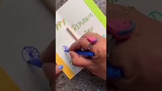 Republic day card making 2023 🇮🇳 / How to make Republic day greeting card / Indian flag card #shorts