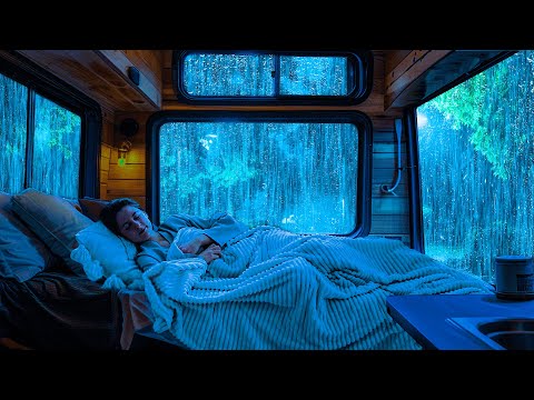 Rain Sounds For Sleeping ⚡ Heavy Rain & Thunder on Cozy Car help Relax, Sleep Fast, Beat Insomnia