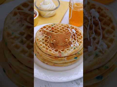 🎂🧇 Cake Mix Waffles in my Pikachu Waffle Maker 🧇🎂 #freeproduct