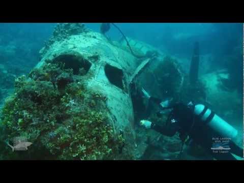 Emily Flying Boat, Truk Lagoon. Dive this Japanese WWII plane wreck with Blue Lagoon Dive Shop.