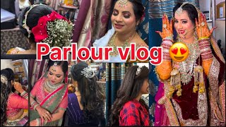 Parlor vlog 😍😍ll bridal makeup ll party makeup ll hairstyle ll messey braid choti ll