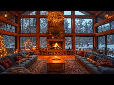 Warm Christmas Ambience 🎄 Cozy Christmas Fireplace Sounds & Relaxing Christmas Jazz Instrumental 🔥