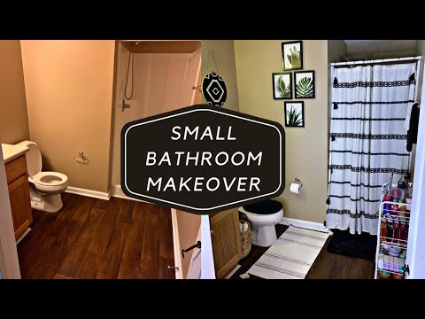 SMALL BATHROOM MAKEOVER (renter friendly) | DECORATE MY BATHROOM WITH ME | TINY BATHROOM DECOR