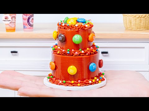 Satisfying Miniature Chocolate Cake | Tiny Chocolate Cake Decorating with M&M Candy ~ Lotus Cakes