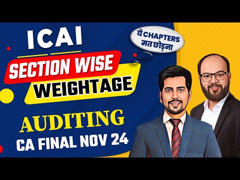 CA Final Nov 24 Audit Chapter Wise Weightage | ICAI Sectionwise Weightage Audit | Audit Imp Chapters