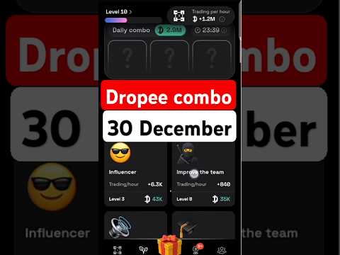 Dropee Daily Combo 30 December | Dropee Daily Combo Today