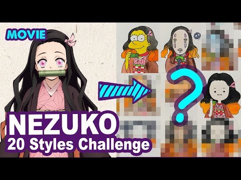 Drawing NEZUKO in 20 Styles - 20 Styles Challenge