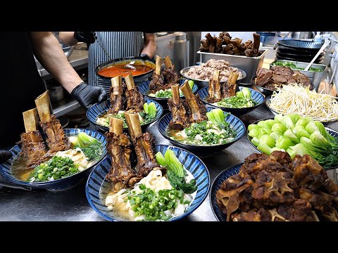 Amazing noodles! Noodles topped with giant ribs? Various noodle dishes - TOP 4 / Korean street food