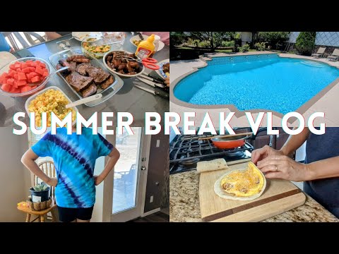 【Summer Break VLOG】Daily Schedule/ Crafting with kids/ Pool Party/ 15 mins breakfast cooking ❤