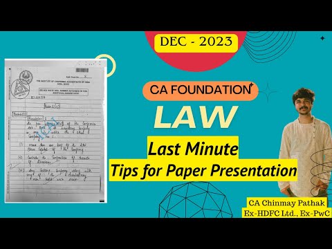 Last Minute Tips on HOW TO PRESENT LAW PAPER - CA Foundation #cafoundation #caexam