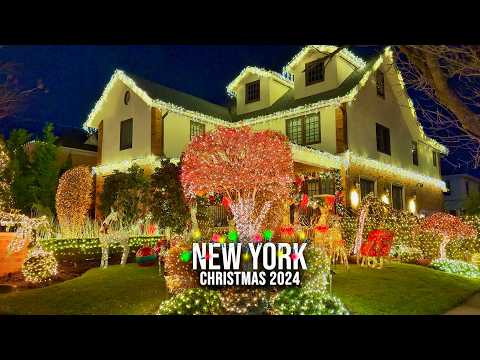 New York City 4K Walk Christmas in NYC 2024 ✨ Rockaway Beach Queens NYC Christmas Decorations 2024