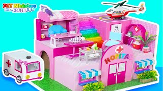 Make A Pink Hospital and Medical Kit Using Polymer Clay and Cardboard | DIY Miniature House