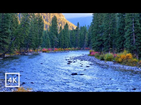 4K Evening Mountain River Ambience | Peaceful Nature Sounds for Sleep & Study | White Noise