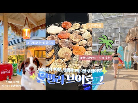 1박 2일 우정 여행! 서울에서 40분, 동남아 감성 풀빌라 vlog | 서울근교 펜션, 축구장, 남양주 맛집 & 카페추천, 화도수산, 노래방 & 키즈펜션, 신상 숙소 추천