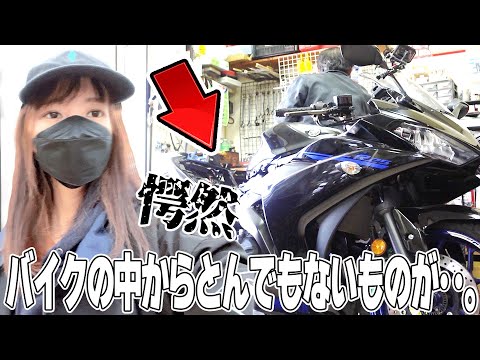 バイクの中からあってはいけないものが出てきて絶叫したバイク女子