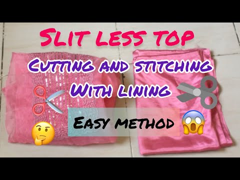 Simple slit less top cutting and stitching with lining/easy method/with measurements#tailoring#cut