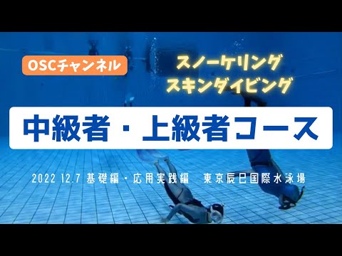 中級者・上級者コースの潜り方とフィンキック！OSCスキンダイビング講習会（基礎編・応用実践編）の練習風景（フォームチェック動画） in 東京辰巳国際水泳場