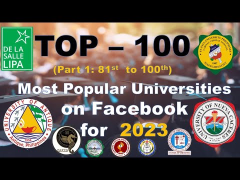 Top 100 Most Popular Universities on Facebook for 2023 (Part 1 of 5: Rank 81st to 100th)