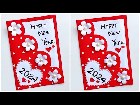 New year greeting card handmade 2024 / DIY Happy New Year card / New year card making ideas