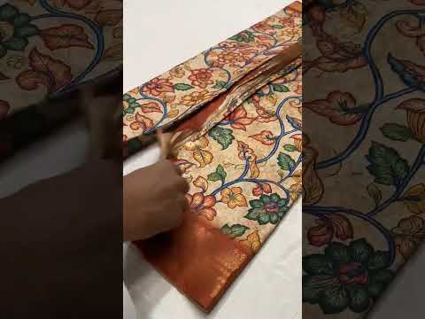 GPure soft  tussar silk saree  with elegant kalamkari prints and contrast Rich pallu with contrast