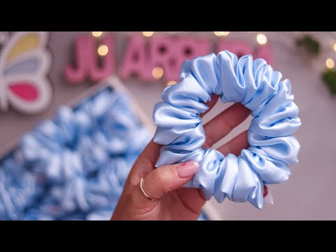 3 TAMANHOS DE SCRUNCHIES FRUFRUS DE CETIM ESTILO PINTEREST