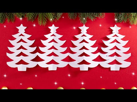 Cutting Paper Art Designs for Christmas Decoration 🎄 How to make a paper Christmas tree garland